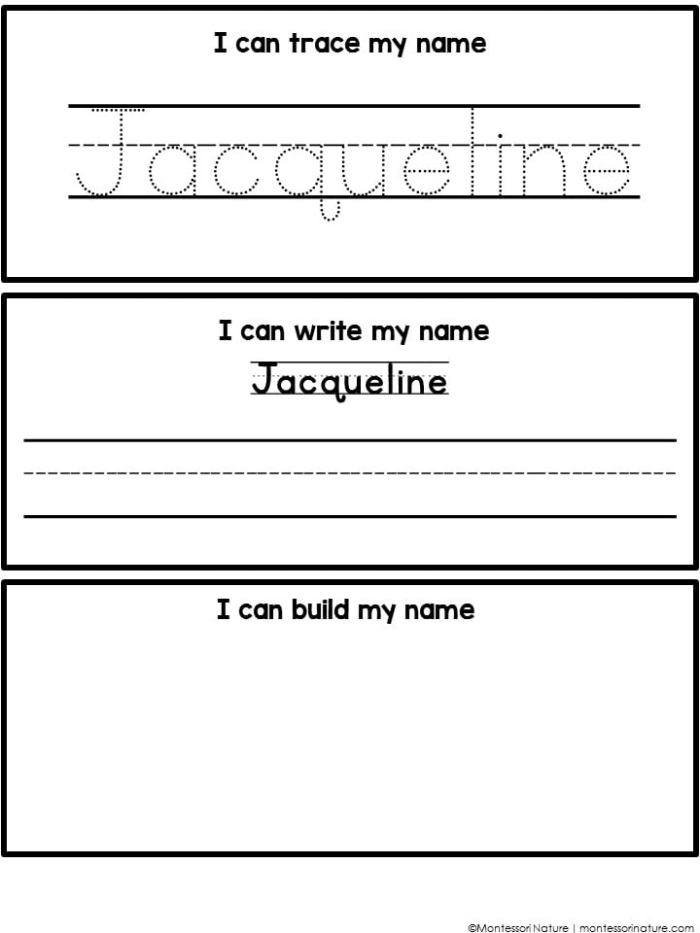 Pre-K student practicing name writing skills on a printable assessment worksheet