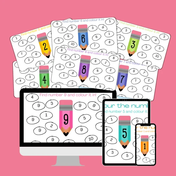Preschool worksheet featuring tracing and counting activities for the number five