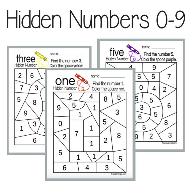 Colorful worksheet featuring nursery rhyme characters for kids to find hidden numbers 1 to 10