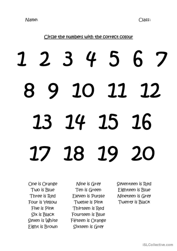Worksheet for identifying numbers 0-10 in a Circle the Number activity