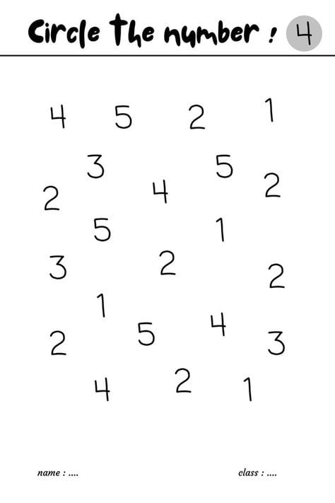 Circle the Number worksheet for Pre-K students focusing on identifying numbers 0-10
