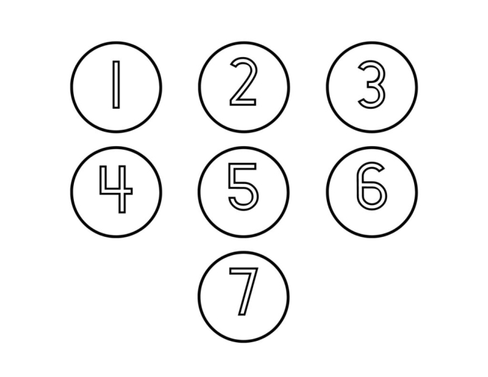 Pre-K early math worksheet for practicing the number 7 with counting activities