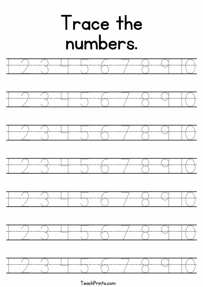Number Writing Assessment worksheet for Pre-K students showcasing numbers 1 to 10. Visual guide for evaluating children's number writing skills in early education.