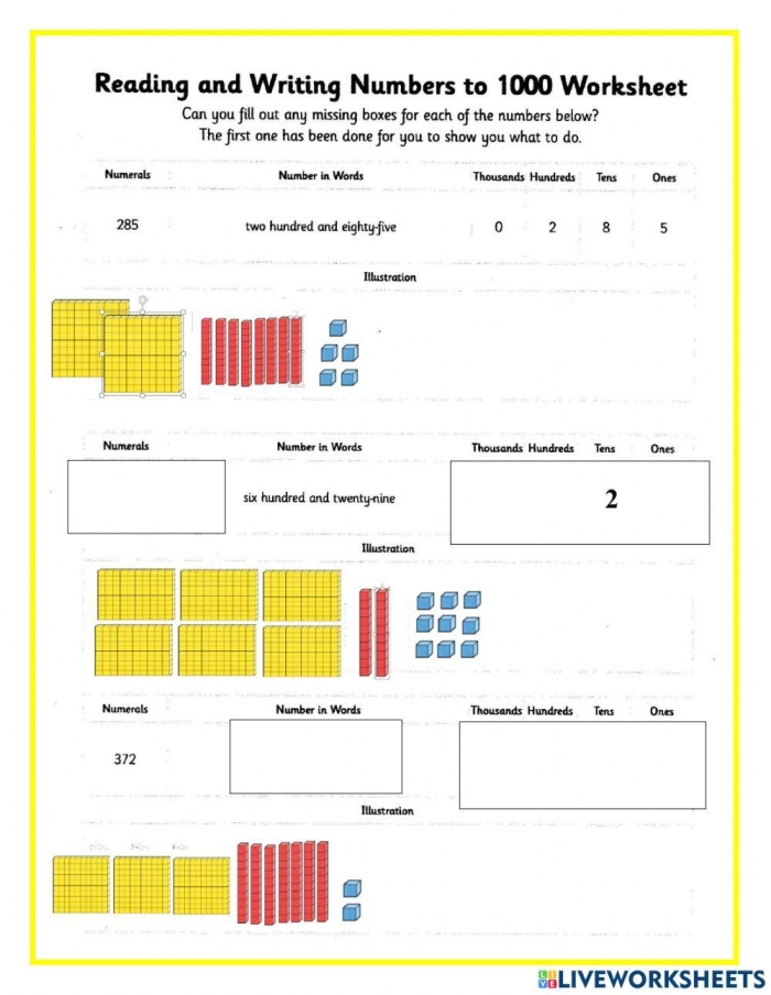 Pre-K student practicing writing numbers one through ten in multiple formats on a worksheet