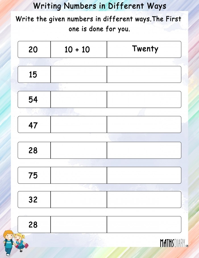 Pre-K student worksheet for practicing writing the numbers one through ten in various styles