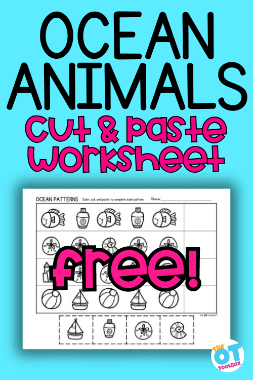Interactive ocean habitat worksheet for young learners Colorful cut-and-paste ocean scene created by a preschooler