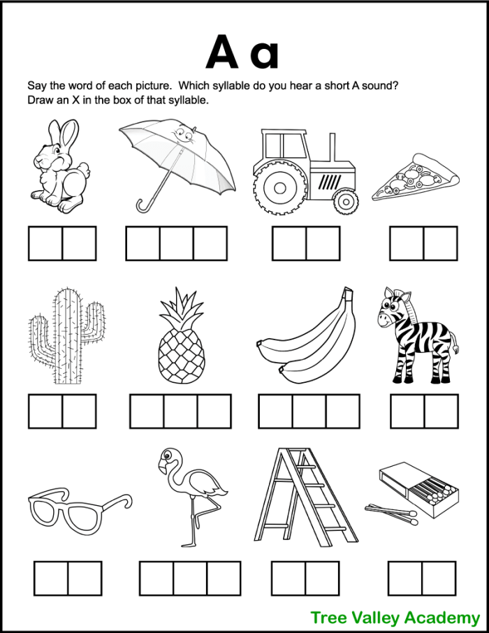 Pre-K phonics worksheet for sounding out letters and identifying beginning sounds in row 17