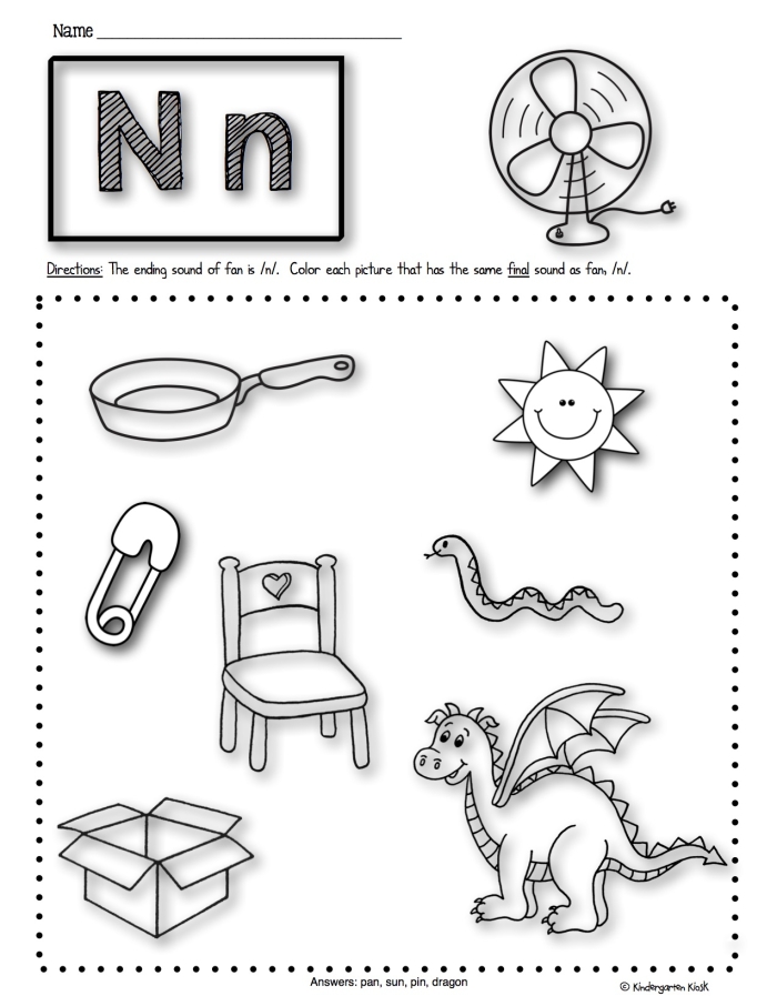 History worksheet for Pre-K End Sounds worksheet for Pre-K