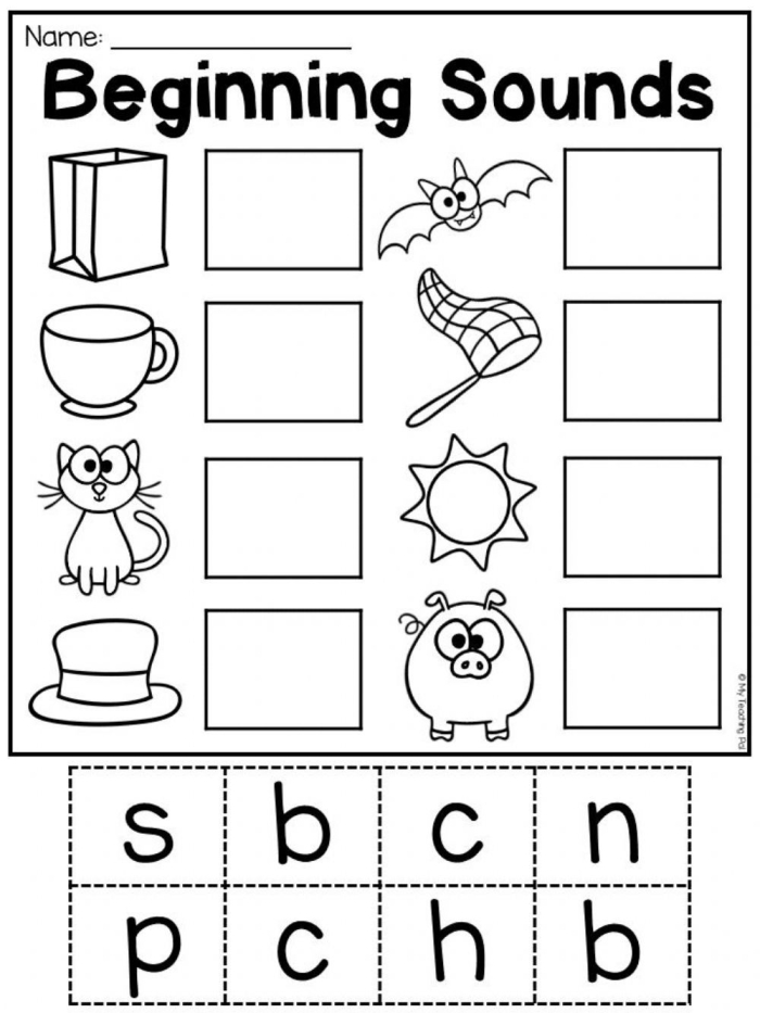 Kids engage in a coloring activity focusing on the beginning sounds of the words monkey and fox. Phonics worksheet for Pre-K students featuring beginning sounds: F and M.