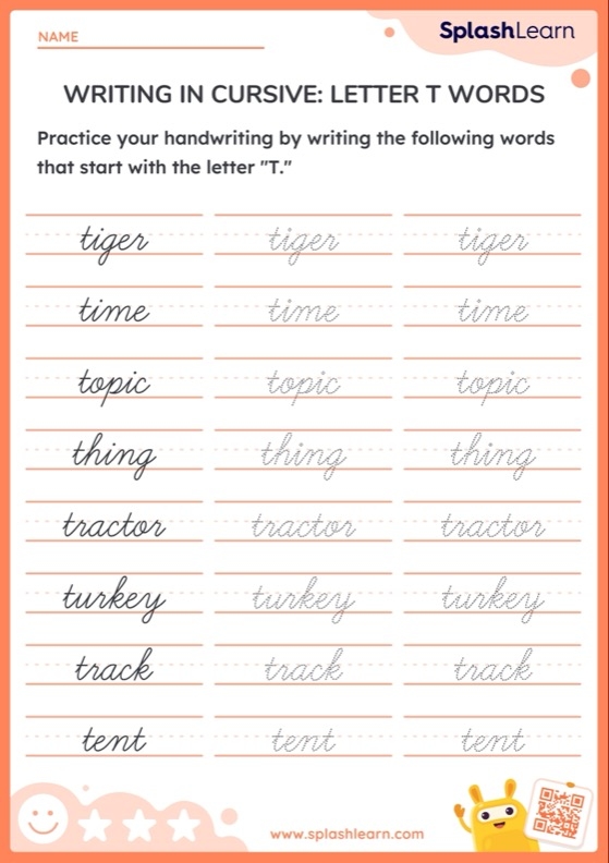 Worksheet featuring items that begin with the letter T for phonics practice
