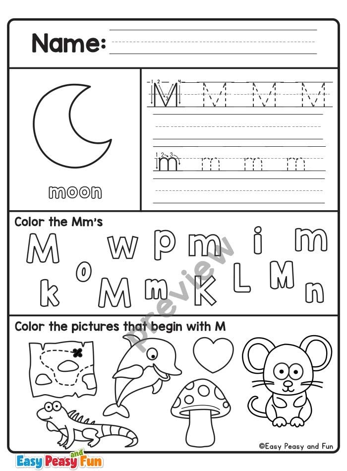 Worksheet featuring various images of items that begin with the letter M for phonics practice. Things that Start with M! worksheet for Pre-K students to enhance reading skills.