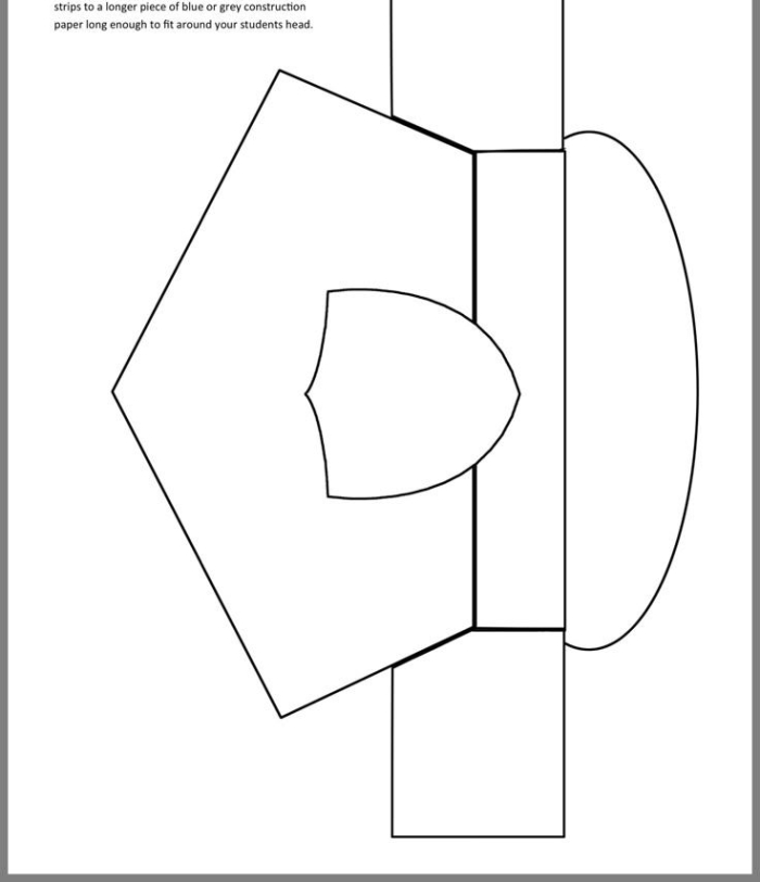 Police Officer Hat and Badge Coloring Page 8 Pre-K worksheet featuring a police officer hat and badge outline for coloring activities