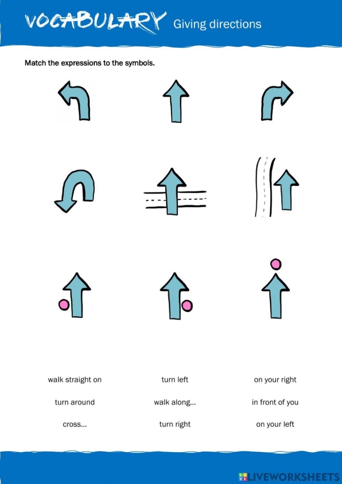 Positional word assessment worksheet for early learners image 13 Pre-K directional clues worksheet featuring positional word activities for left right up and down