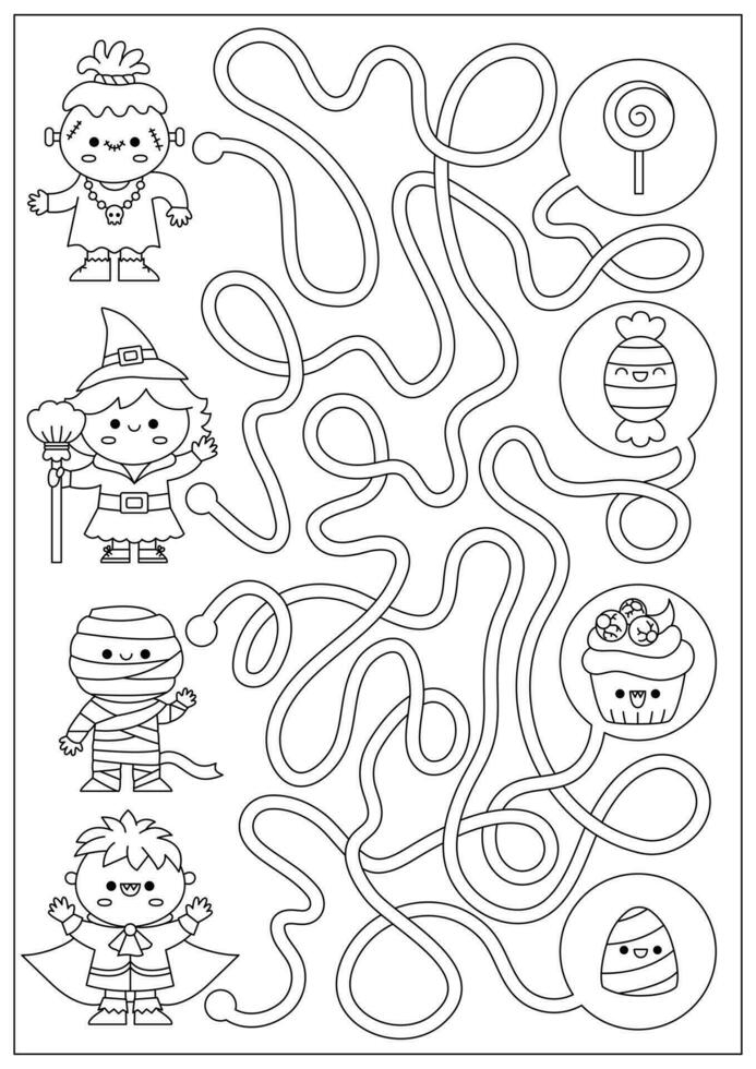Pre-K Fall maze worksheet featuring a path for children to guide pumpkins into a harvest patch