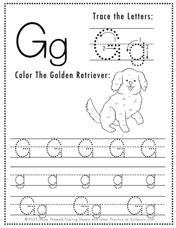 A preschooler tracing curved dotted lines following a puppy's path on a geometry worksheet