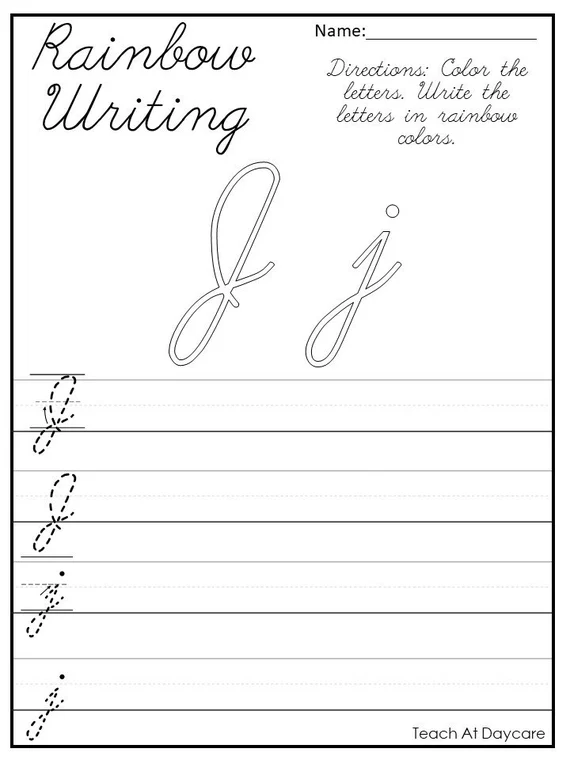 Brightly colored lowercase letters in a fun rainbow design for kids to practice writing. Engaging worksheet for Pre-K students to enhance their penmanship skills.