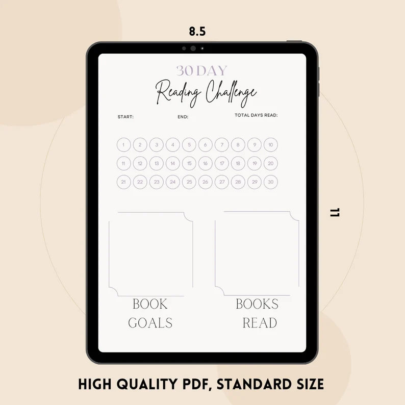 Pre-K printable 30-day reading challenge worksheet for young learners