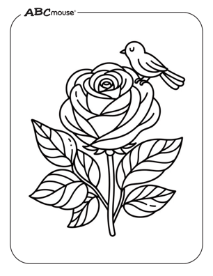 Coloring page featuring roses for young children to color, ideal for Valentine's Day activities. Color the Roses worksheet for Pre-K students to enjoy creative expression and nature exploration.