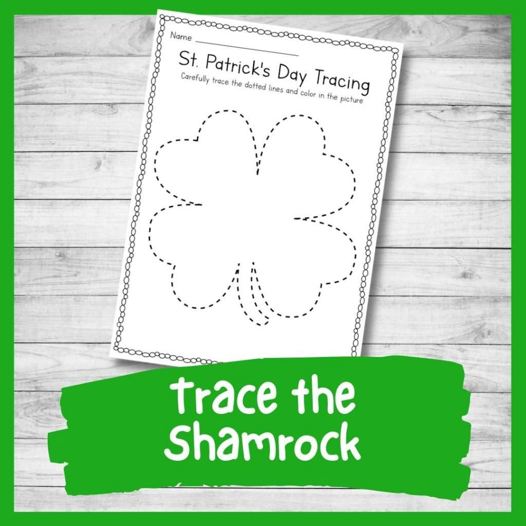 Shamrock tracing and coloring worksheet for St. Patrick's Day fun