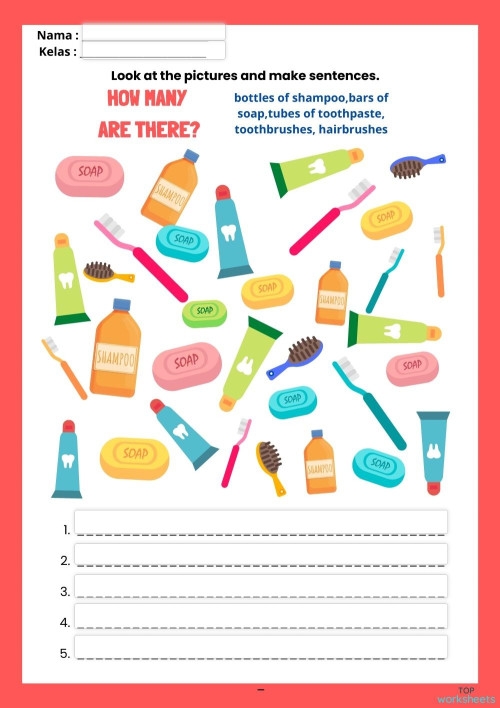 Pre-K worksheet page featuring shape counting and color sorting activities 20