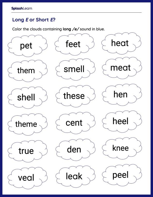 Short E Words Phonics Exercise for Pre-K Learners Children identifying words with short e sound in phonics worksheet activity