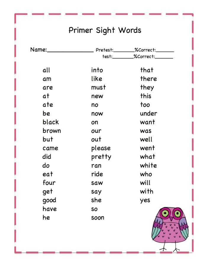 Pre-Kindergarten sight word flash cards for teaching the words here through like at home