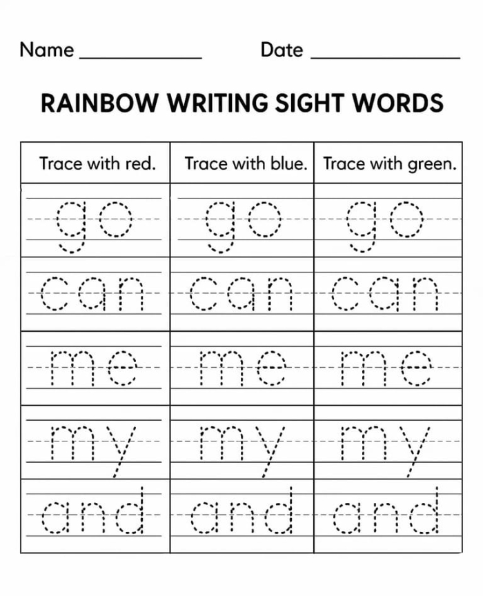 Engaging activity for toddlers to learn and write sight words together with a parent Pre-K Writing Sight Words worksheet for young learners practicing their vocabulary
