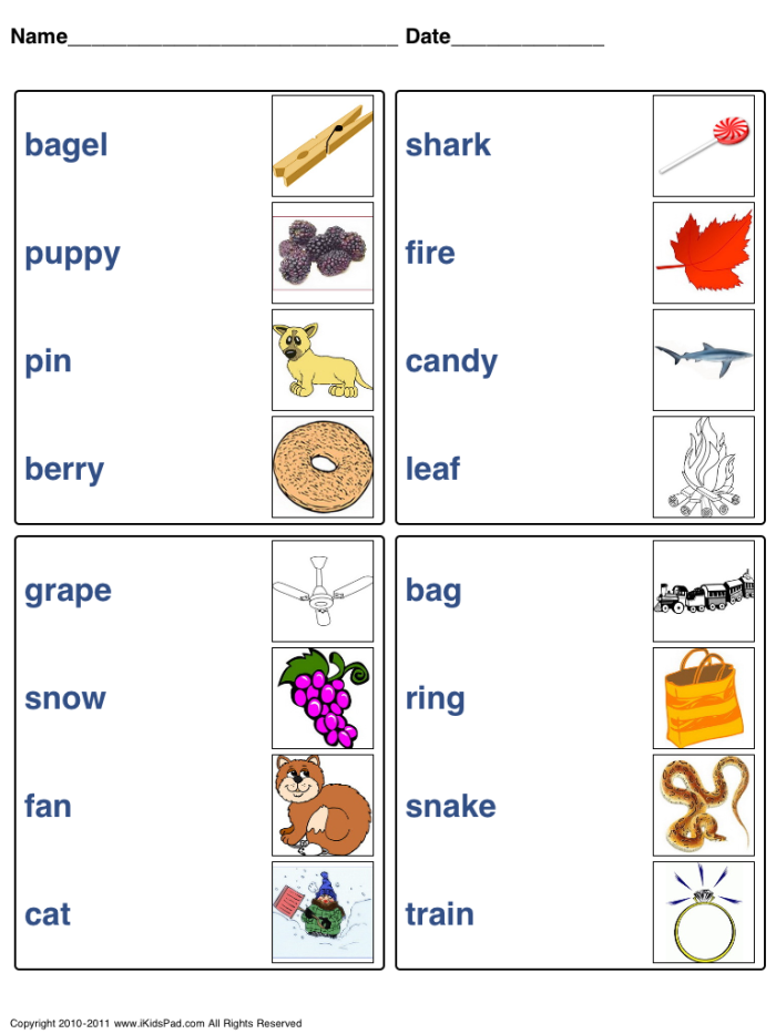 Matching Words Worksheet 19 Sight Word Pattern Practice Pre-K worksheet showing sight words to match together for pattern recognition practice