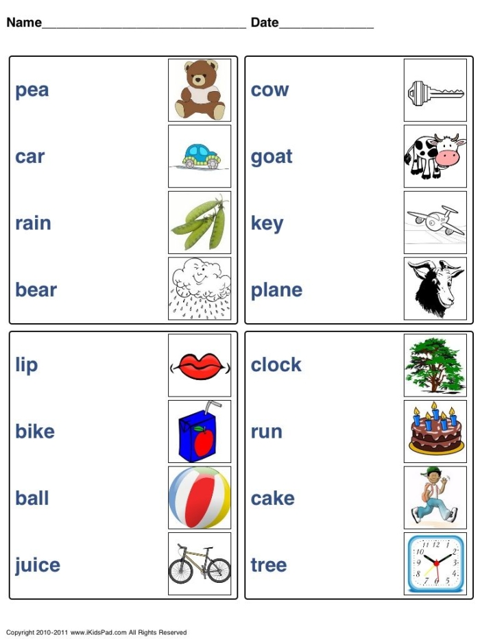 Matching Words worksheet 12 for preschool pattern practice Pre-K matching words worksheet featuring a pattern activity for sight words