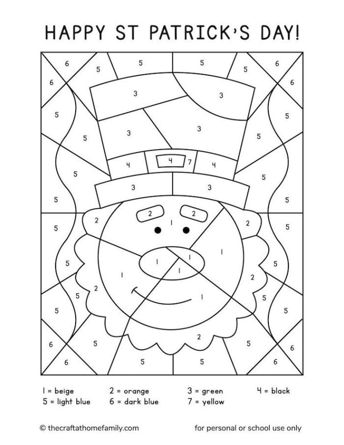Traceable numbers for St. Patrick's Day worksheet designed for preschoolers to enhance counting skills