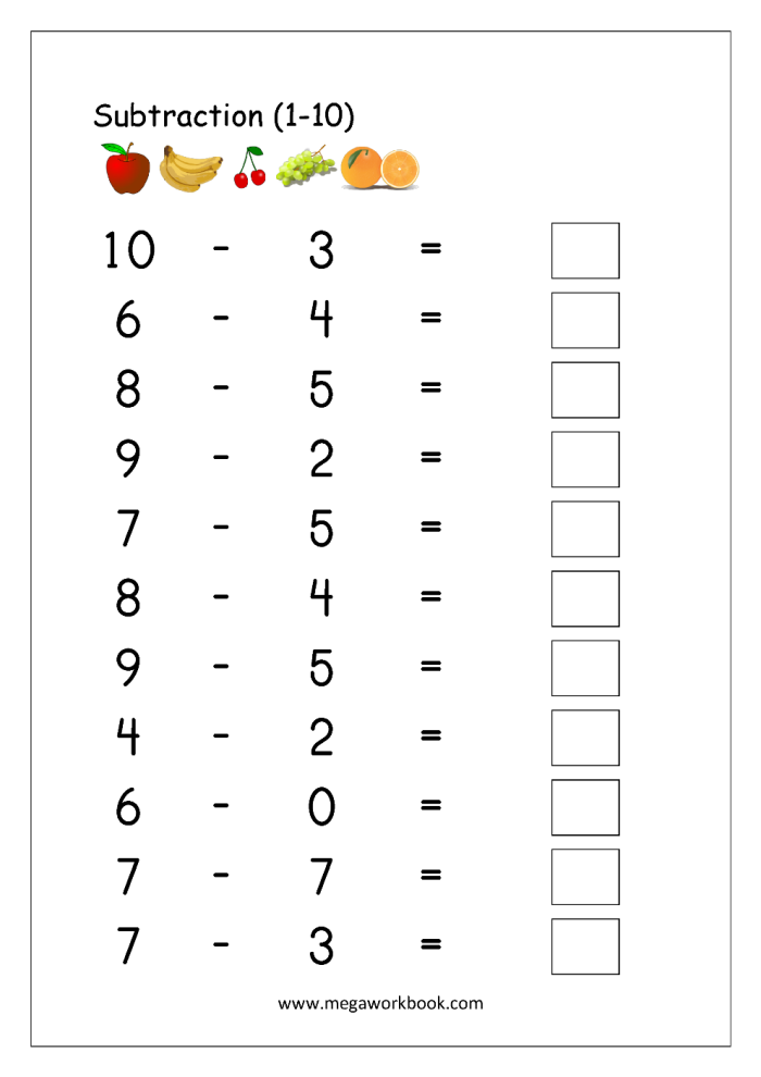Subtract One Assessment Worksheet 23 for Early Learners Pre-K students practice subtracting one from small groups of colorful objects in this interactive assessment worksheet
