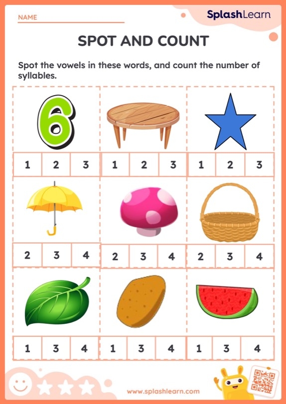 Syllables Clap Count and Write Worksheet for Preschoolers Image 2 Pre-K worksheet activity featuring images to help children clap and count syllables for phonemic awareness