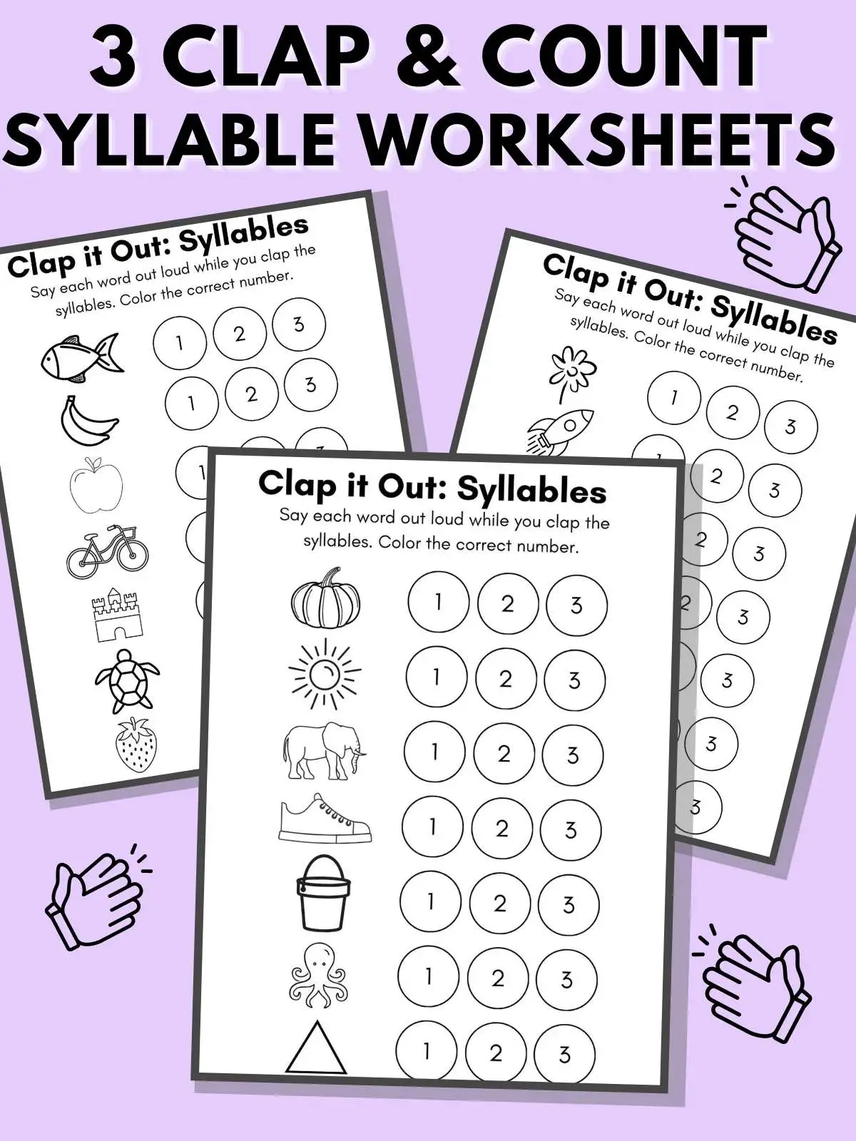 Syllables Clap Count and Write Worksheet Number 21 Preschool worksheet for clapping and counting syllables with interactive counting exercises
