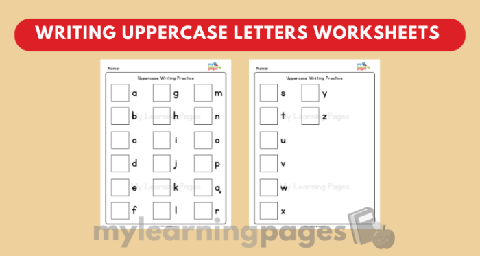 Pre-K student practicing uppercase letter formation on a life science themed writing worksheet