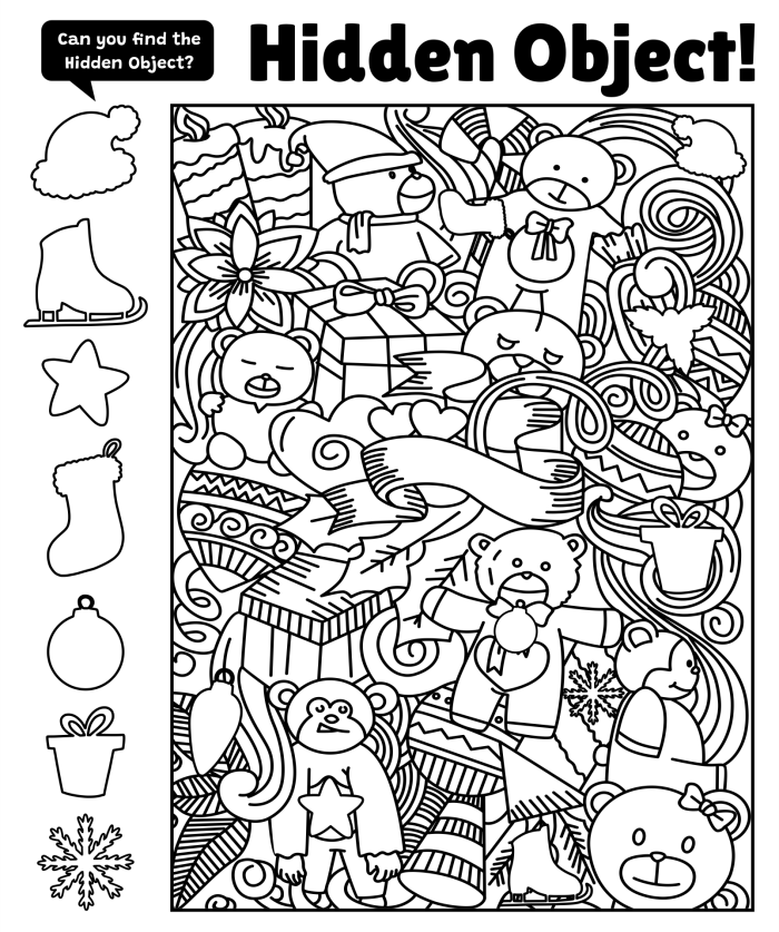Find the Hidden Objects worksheet for Pre-K reading development image 15 Pre-K student working on a Find the Hidden Objects worksheet to improve focus and visual skills