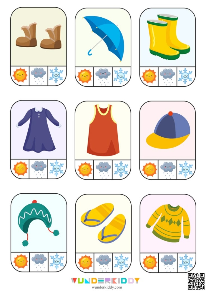 Weather Wear Matching Worksheet 20 Educational Activity for Young Learners Pre-K weather wear matching worksheet for learning about appropriate clothing for different seasons