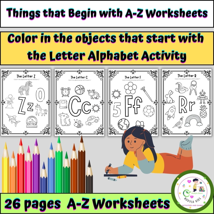 Pre-K phonics worksheet for letter Z featuring a collection of pictures for children to identify and circle
