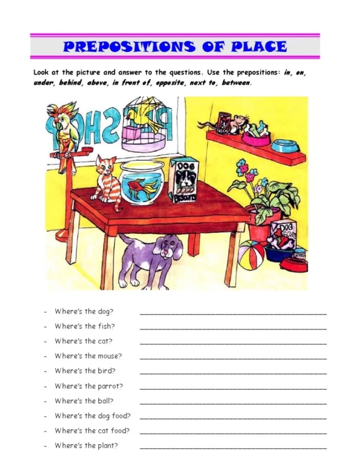 Fifth grade grammar worksheet focused on identifying prepositions and their objects