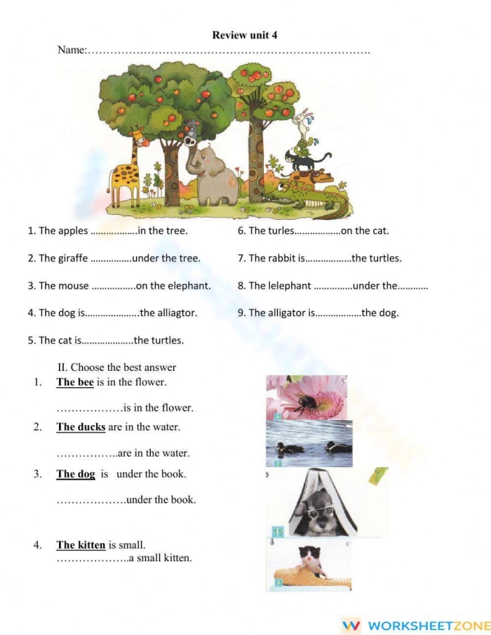 First grade students completing a Pick the Preposition worksheet with a word bank. Engaging worksheet for young learners focused on preposition usage.