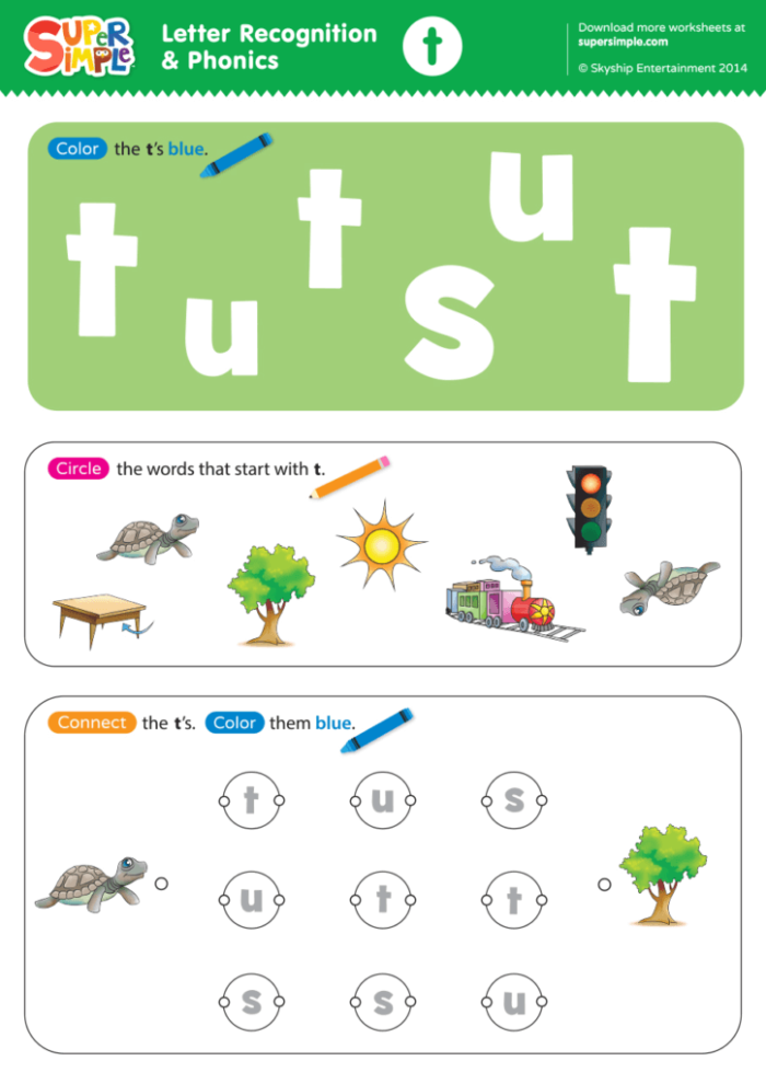 T Is For... engaging worksheet for preschool life science learning Worksheet featuring fun activities for preschoolers to learn the letter T and its sounds