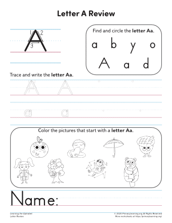 Preschool worksheet featuring a picture activity to identify objects beginning with the letter I