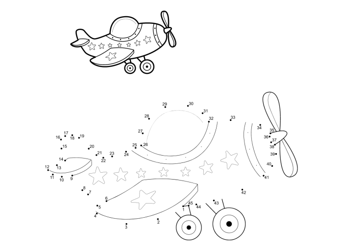Fun airplane dot-to-dot activity for early learners to practice sight words Airplane dot-to-dot worksheet for preschool kids connecting letters A to Z
