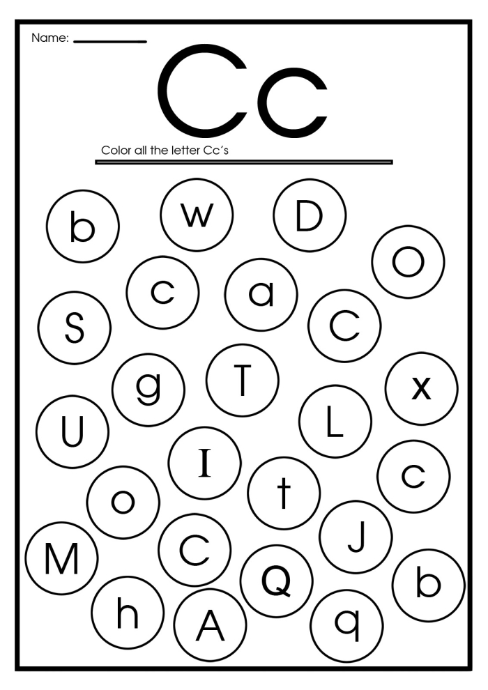 C Is For alphabet patterns worksheet 10 Preschool C Is For worksheet featuring letter recognition and coloring activities for Pre-K students