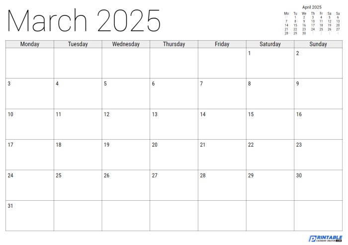 Preschool student filling in numbered dates on a blank March calendar worksheet with seasonal illustrations