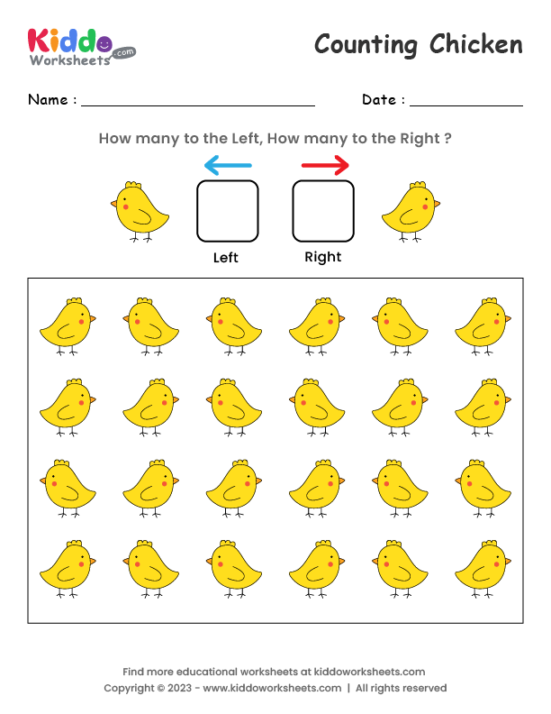 Cute cartoon chickens for preschool addition practice