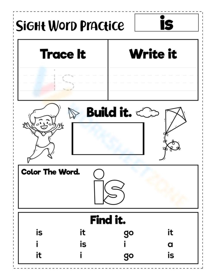 Preschooler coloring page for practicing the sight word Up as part of a literacy worksheet