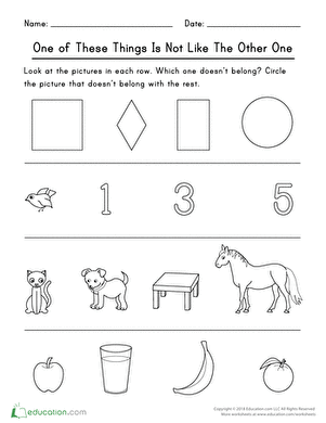 Preschool student identifying the community helper that does not belong on the Which of These Things Is Not Like the Other Part One worksheet