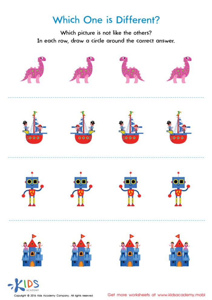 A preschool worksheet featuring community helper illustrations for a which of these things is not like the other activity