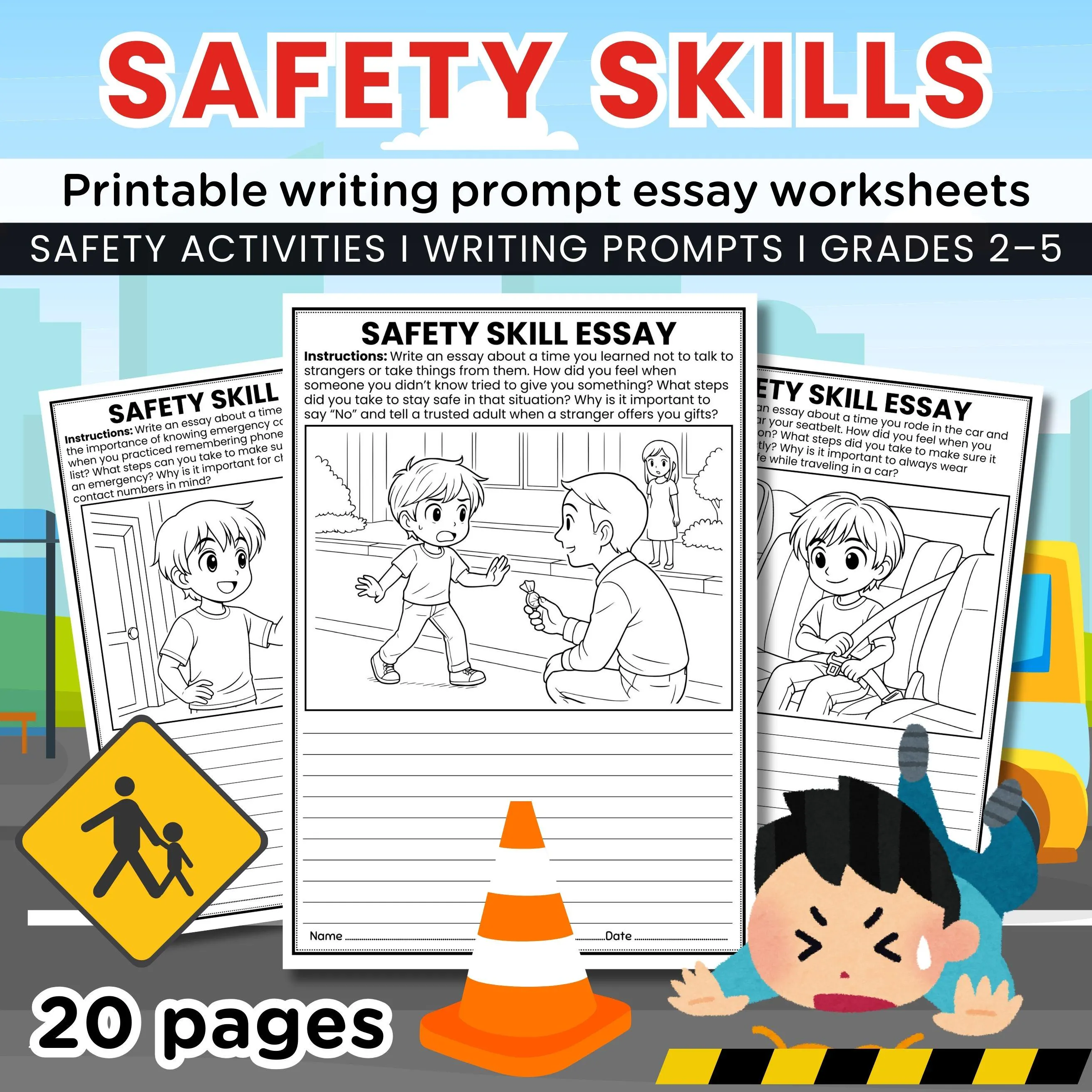 Preschool student practicing tracing and counting the number five on a worksheet