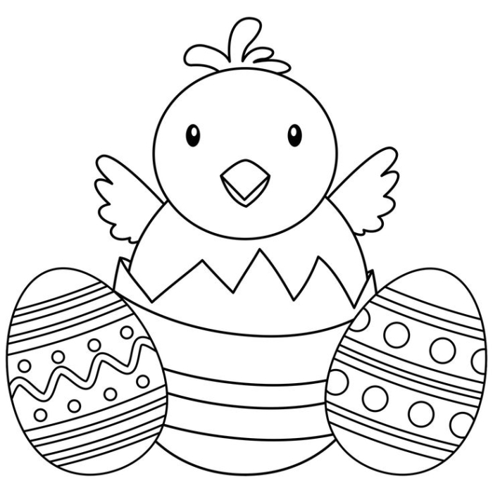 Pre-K Easter chick stand-ups coloring worksheet featuring numbers and counting practice